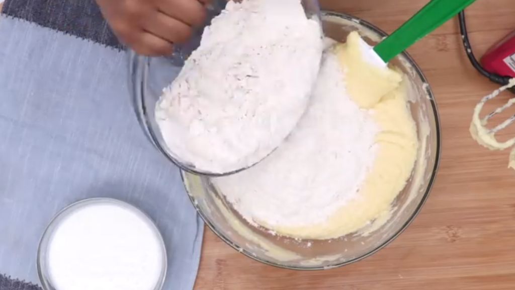 Add the Flour to the butter mixer