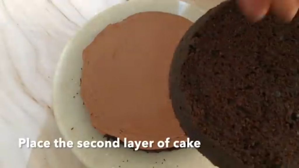 place the second layer of cake