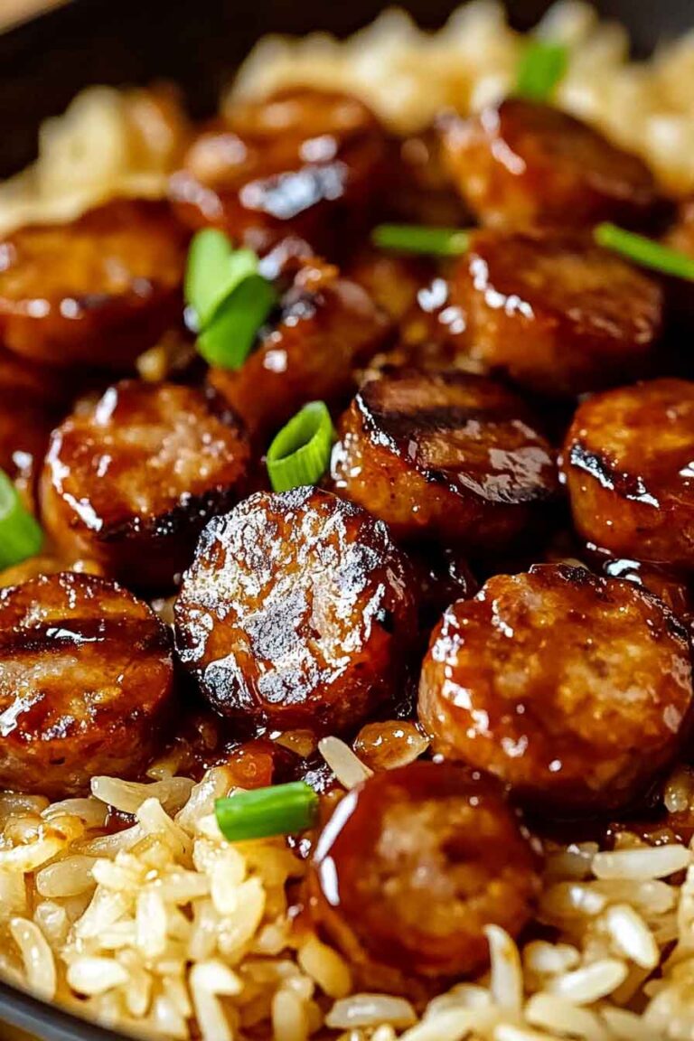 One Pan Sweet And Tangy Bbq Sausage Rice