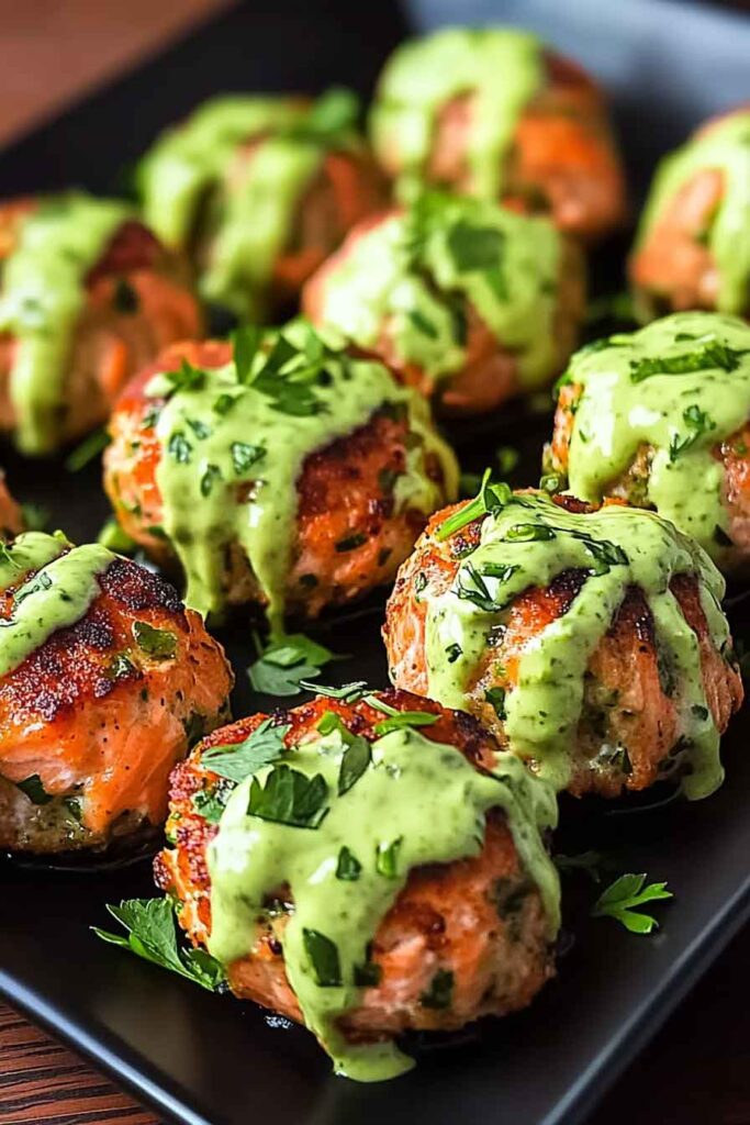 How to Make Baked Salmon Meatballs with Avocado Sauce 