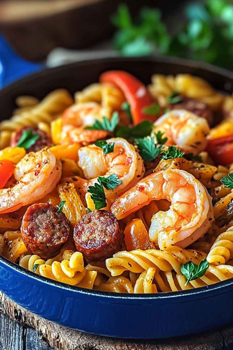 Cajun Ranch Shrimp And Sausage Pasta Skillet