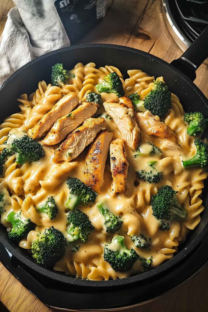Cheesy Garlic Chicken And Broccoli Pasta
