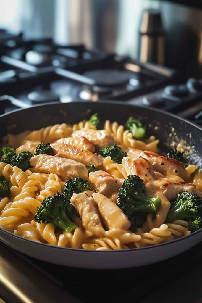 How to Make Cheesy Garlic Chicken and Broccoli Pasta