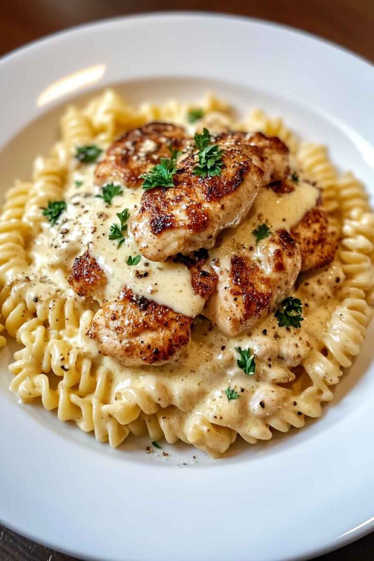 Creamy Garlic Butter Chicken And Rotini In Parmesan Sauce