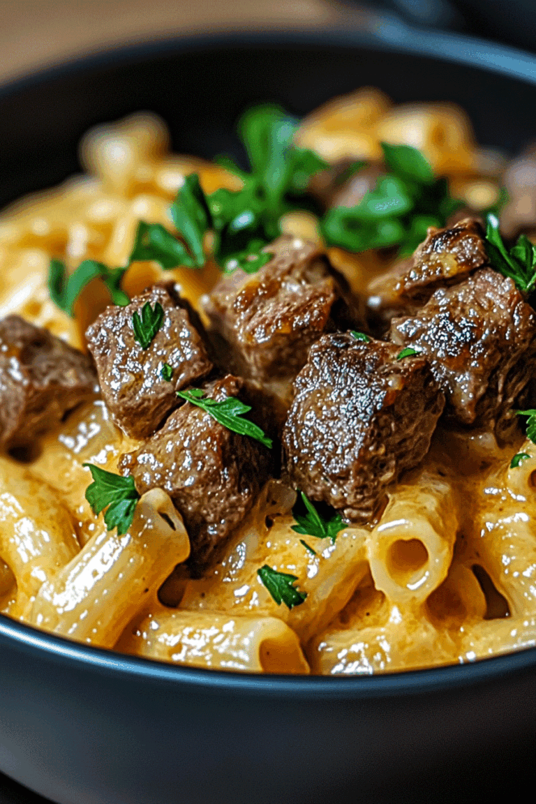 Creamy Honey Buffalo Steak Pasta Bake