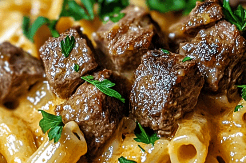 Creamy Honey Buffalo Steak Pasta Bake