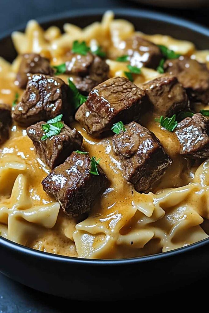 Creamy Honey Buffalo Steak Pasta Bake
