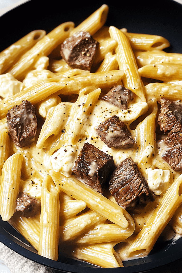 Creamy Ranch Steak Mozzarella Garlic Butter Pasta