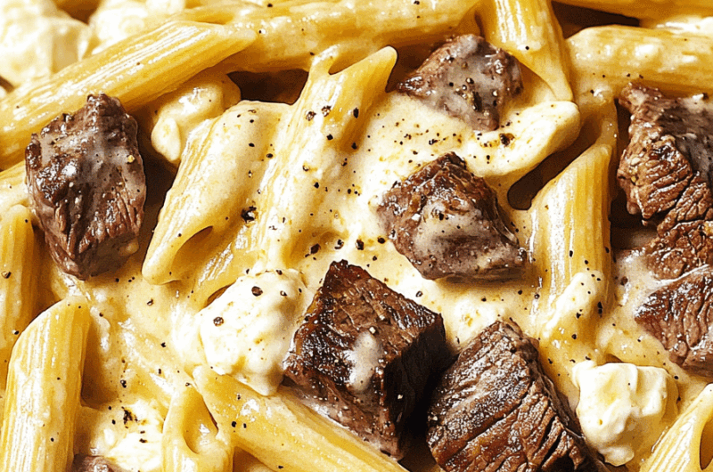 Creamy Ranch Steak Mozzarella Garlic Butter Pasta