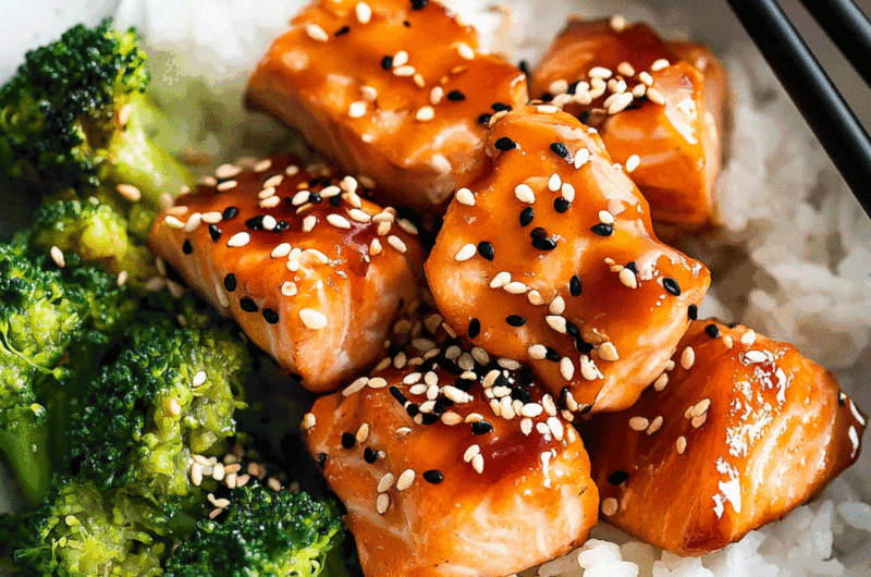 Crispy Orange Salmon Bowls