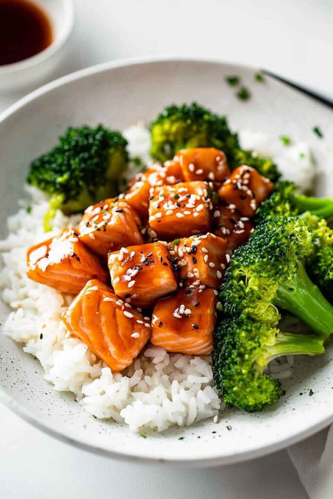 Crispy Orange Salmon Bowls