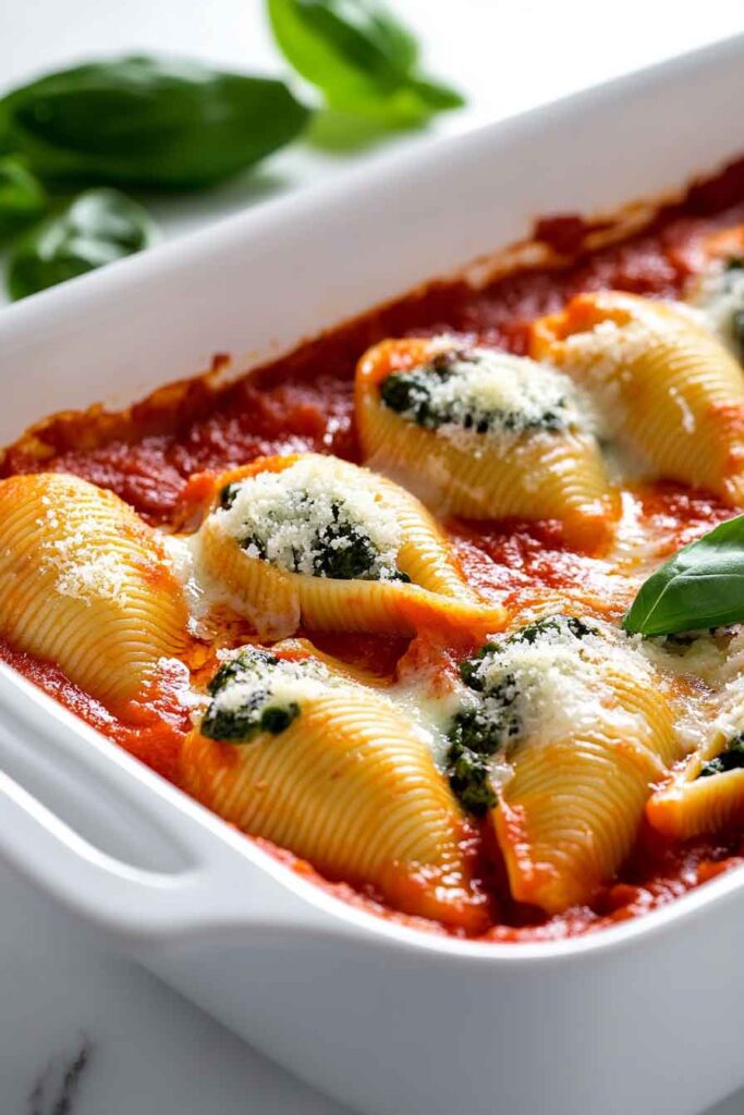 Ingredients for Easy Spinach Ricotta Stuffed Shells