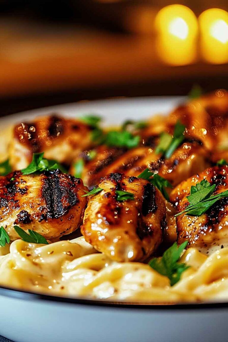 Garlic Butter Chicken With Creamy Ricotta Alfredo Pasta