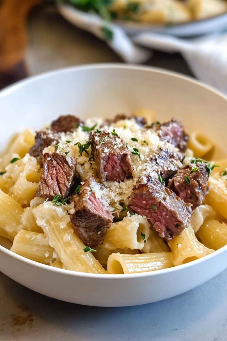 Garlic Parmesan Steak Pasta