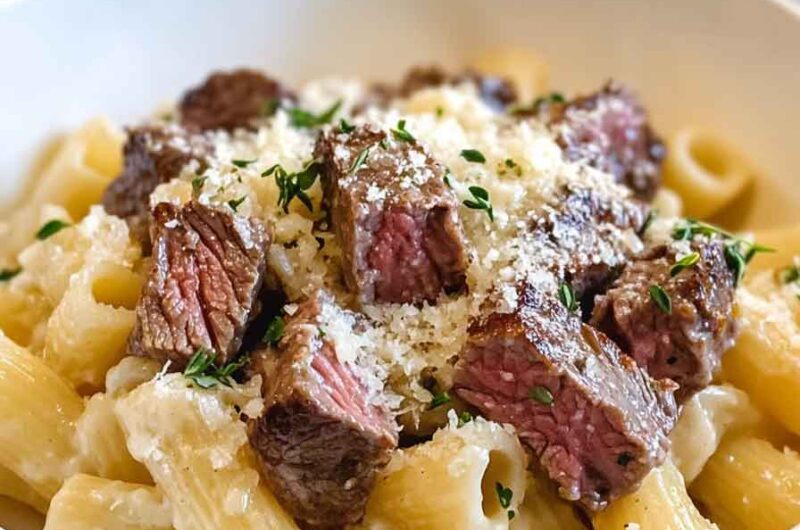 Garlic Parmesan Steak Pasta