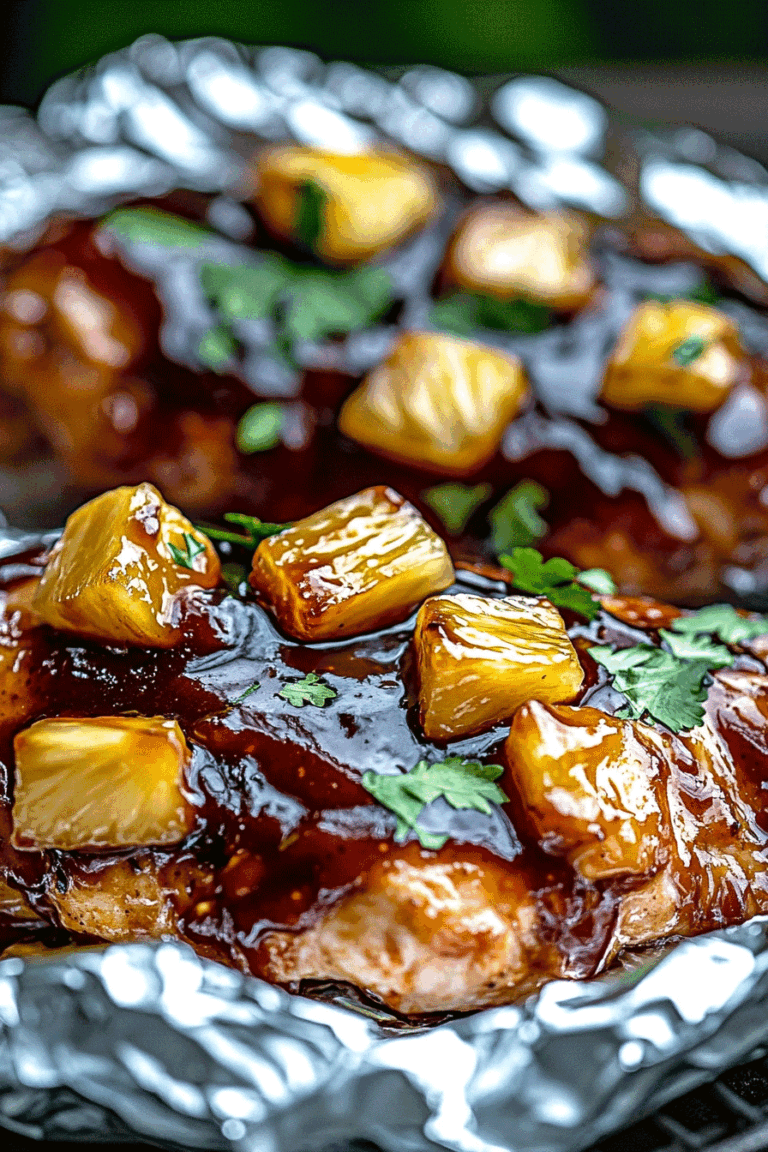 Hawaiian Bbq Chicken And Pineapple Foil Packets