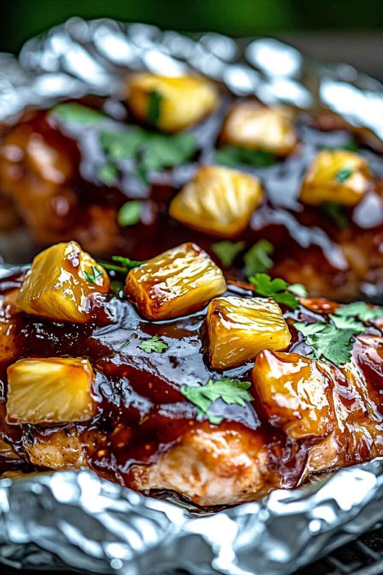 Hawaiian Bbq Chicken And Pineapple Foil Packets