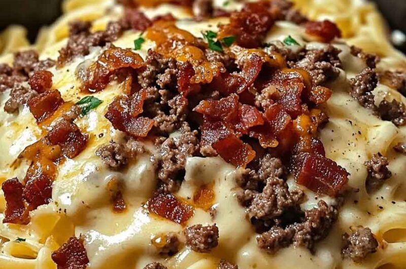 Loaded Bacon Cheeseburger Alfredo Pasta