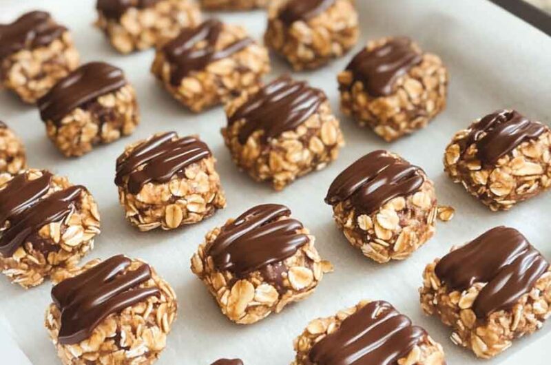 No Bake Chocolate Honey Peanut Butter Crunch Bites
