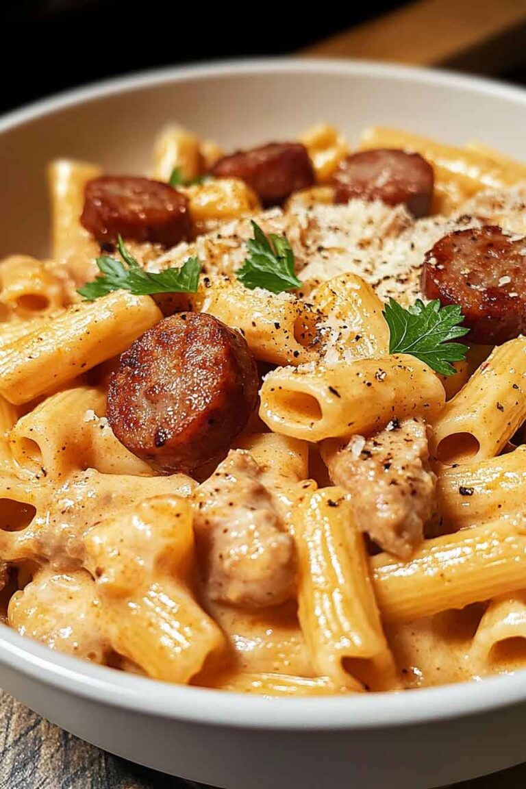 One Pan Creamy Cajun Chicken And Sausage Pasta