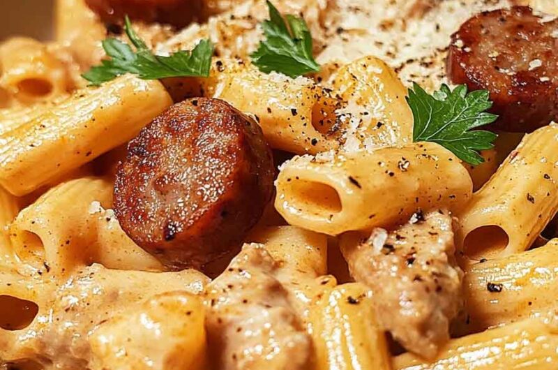 One Pan Creamy Cajun Chicken And Sausage Pasta