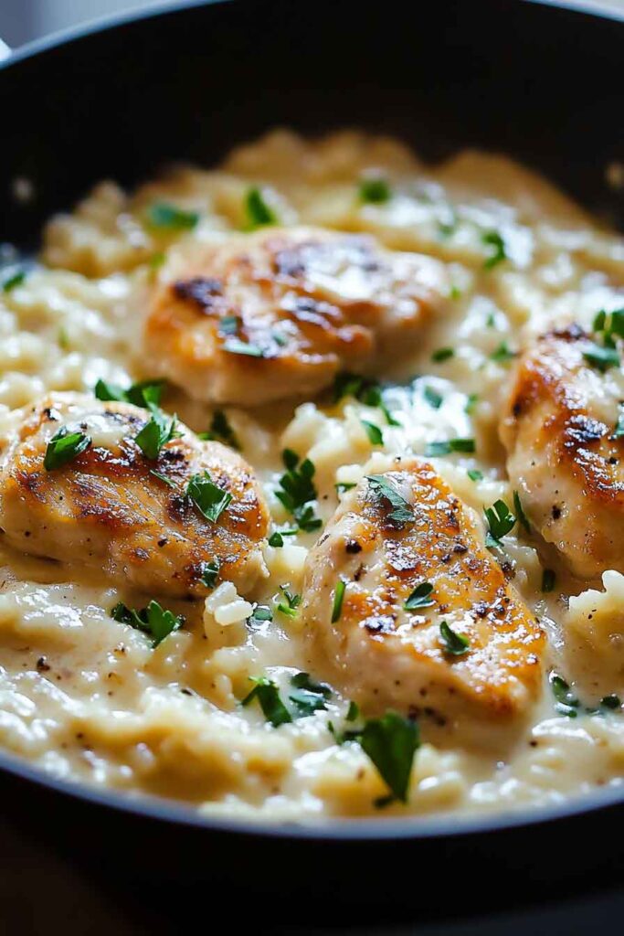 One Pan Creamy Parmesan Chicken Rice