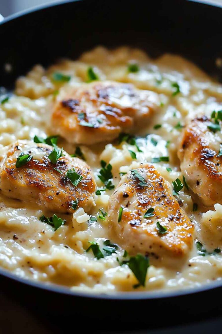 One Pan Creamy Parmesan Chicken Rice
