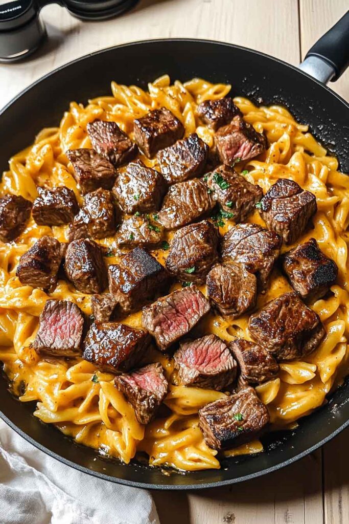 How to Make Honey Garlic Steak Cheddar Pasta