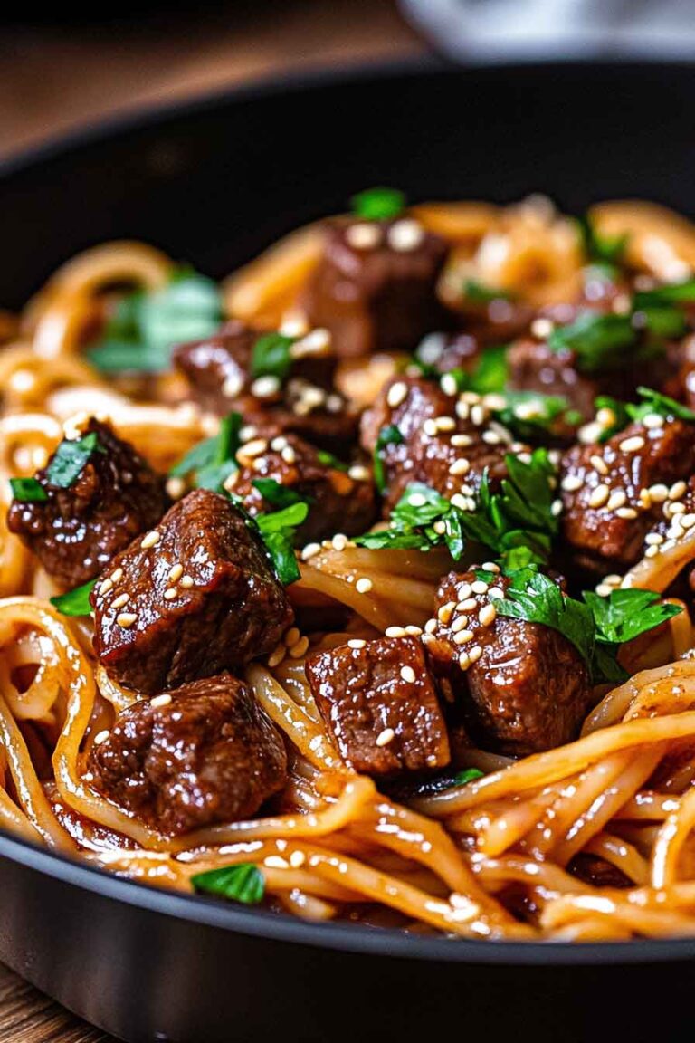 One Pan Spicy Honey Garlic Steak Pasta