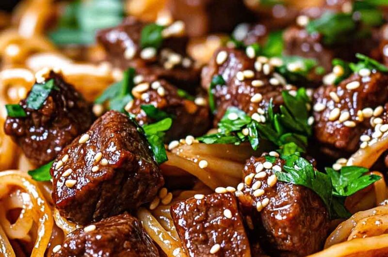 One Pan Spicy Honey Garlic Steak Pasta