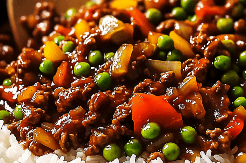 One Pan Sticky Sweet Chili Beef Rice