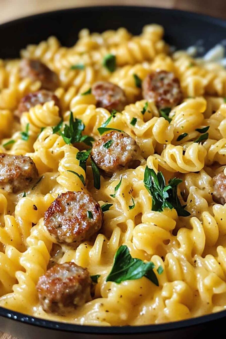 One Pan White Cheddar Ranch Sausage Magic Pasta