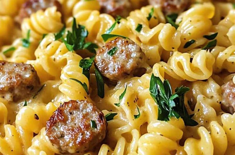 One Pan White Cheddar Ranch Sausage Magic Pasta