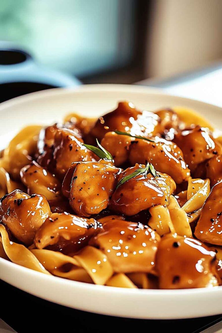 One Pan Zesty Honey Garlic Chicken Fettuccine