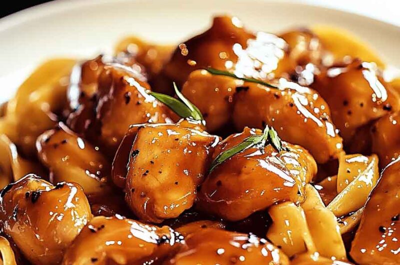 One Pan Zesty Honey Garlic Chicken Fettuccine