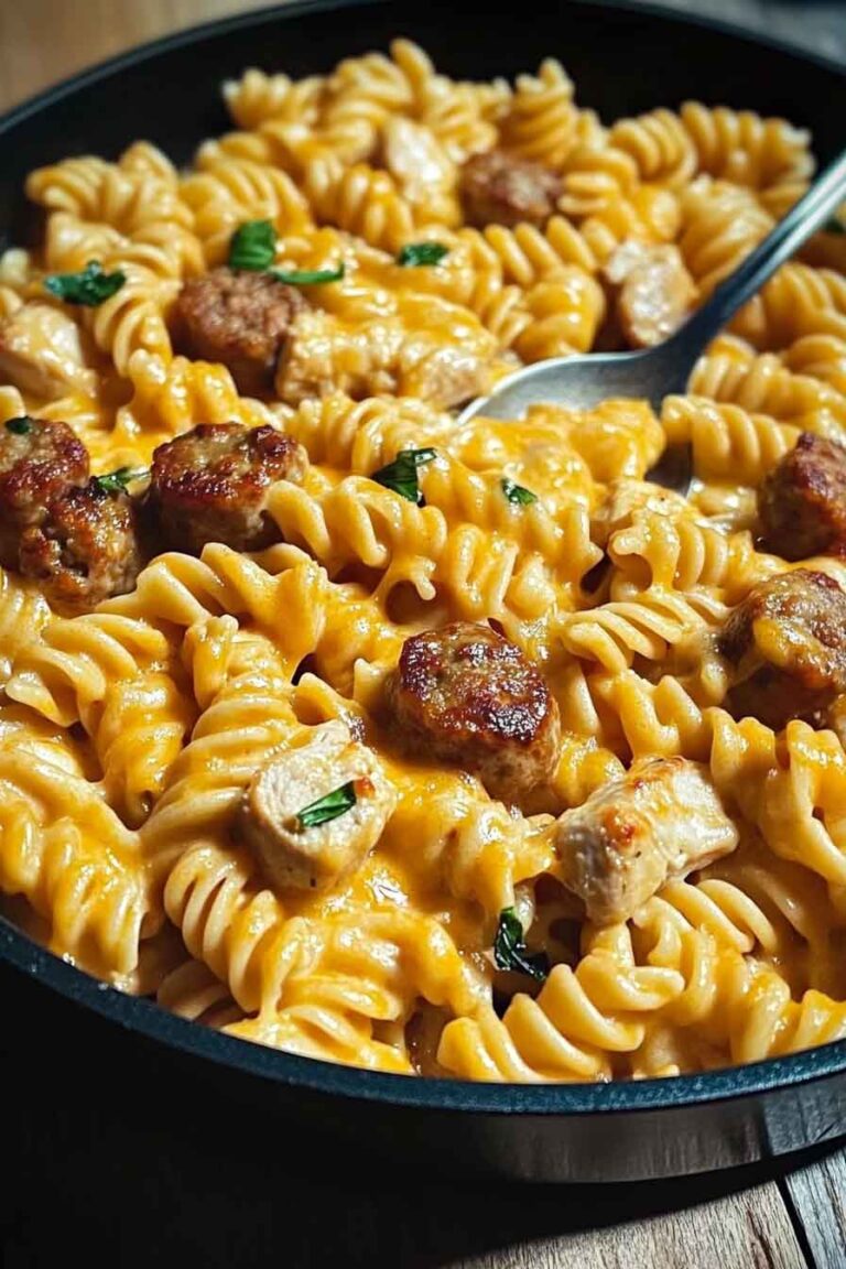 One Pot Cheddar Ranch Chicken And Sausage Rotini