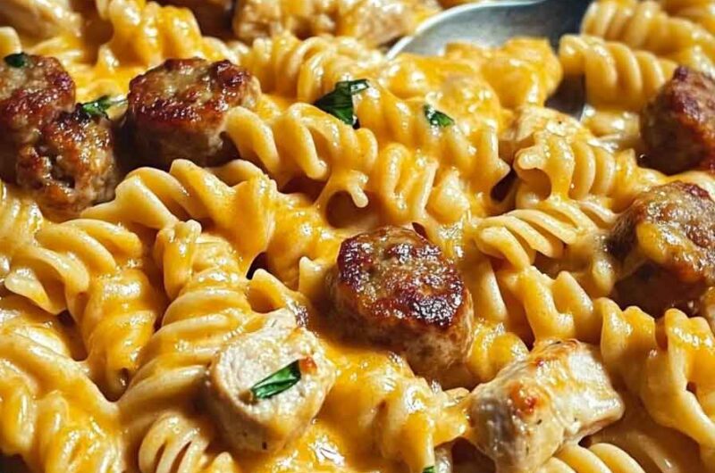 One Pot Cheddar Ranch Chicken And Sausage Rotini