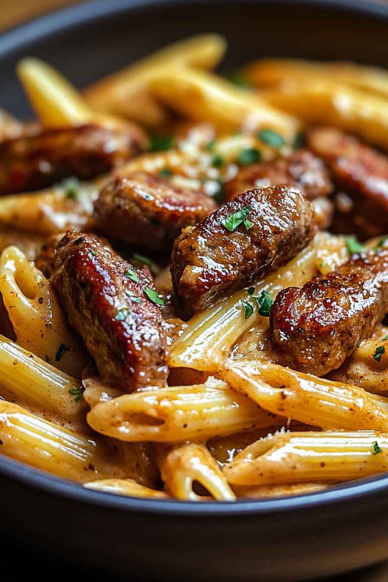 One Pot Creamy Cajun Bbq Steak Sausage Penne