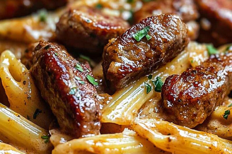 One Pot Creamy Cajun Bbq Steak Sausage Penne