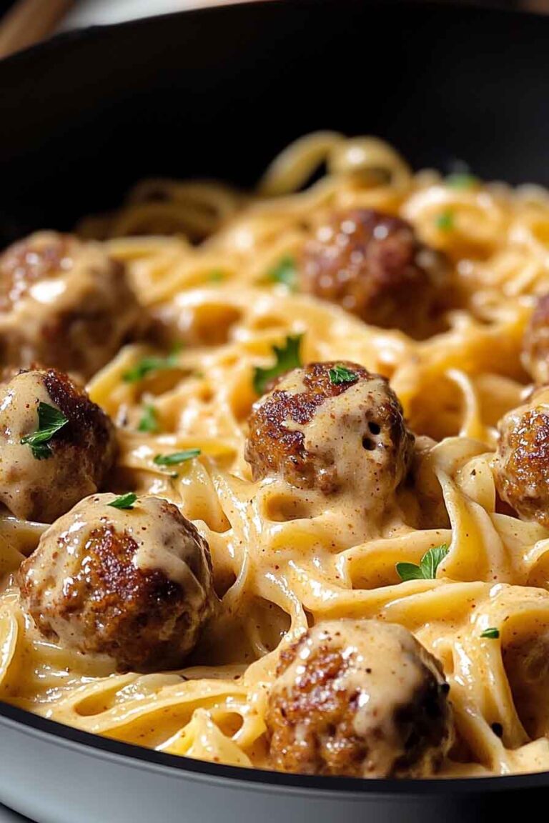One Pot Creamy Cajun Meatball Pasta