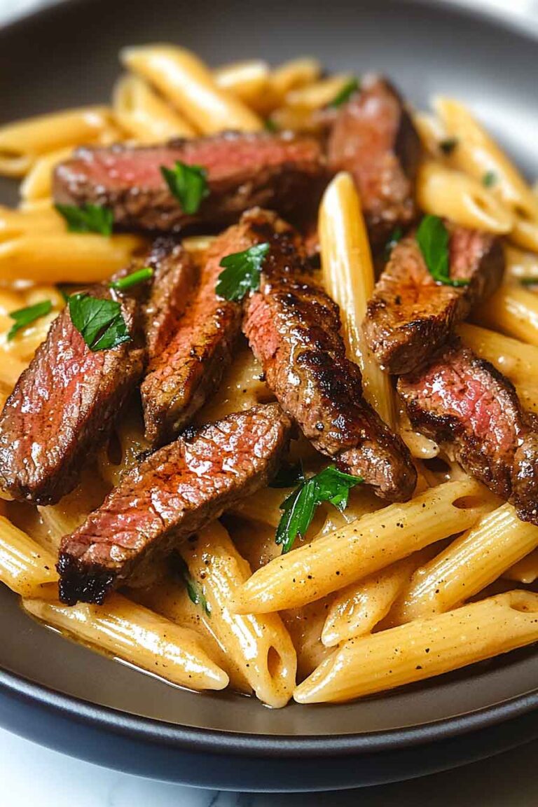 One Pot Creamy Honey Buffalo Steak Pasta Bake