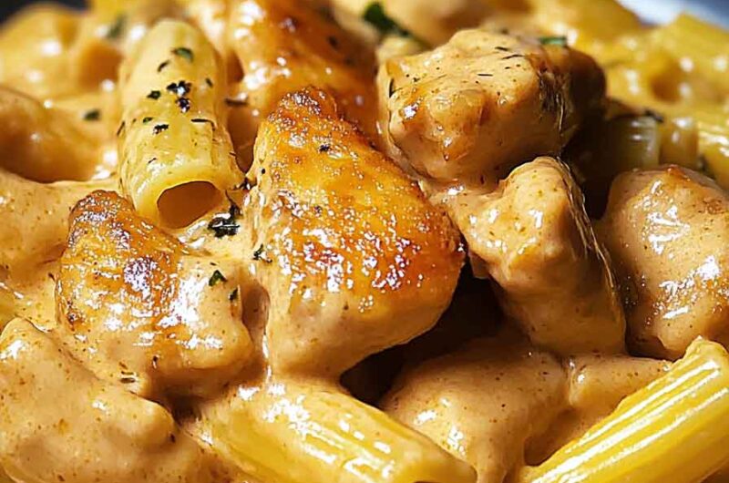 One Pot Creamy Honey Garlic Chicken Rigatoni
