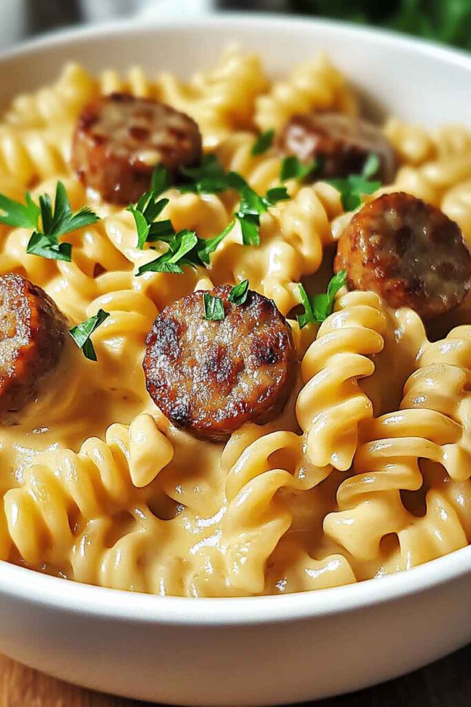 One Pot Creamy Smoked Gouda Sausage Pasta