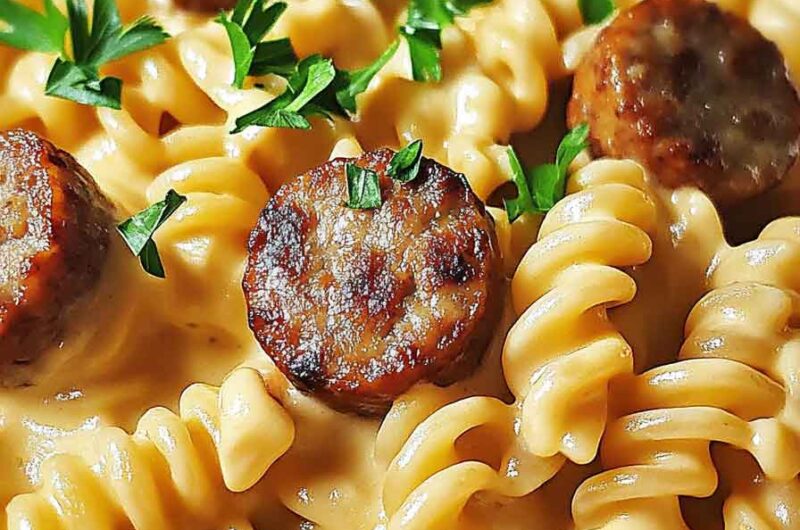 One Pot Creamy Smoked Gouda Sausage Pasta