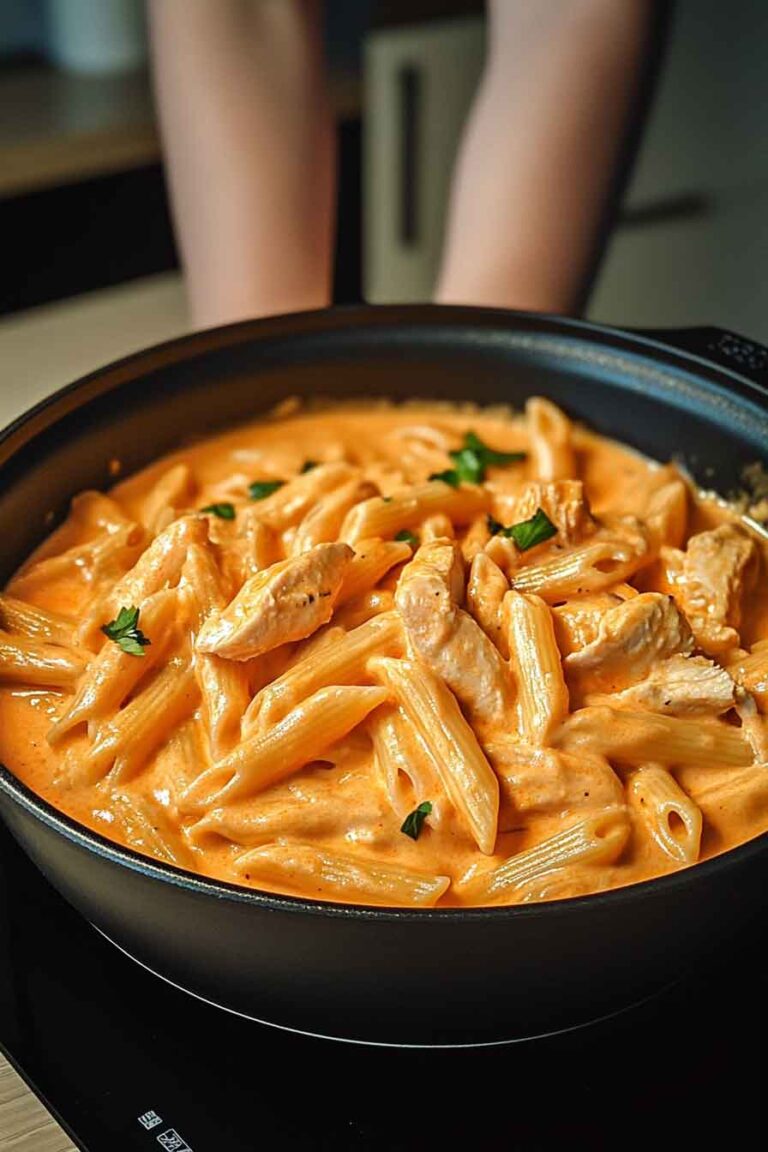 One Pot Creamy Spicy Buffalo Chicken Penne