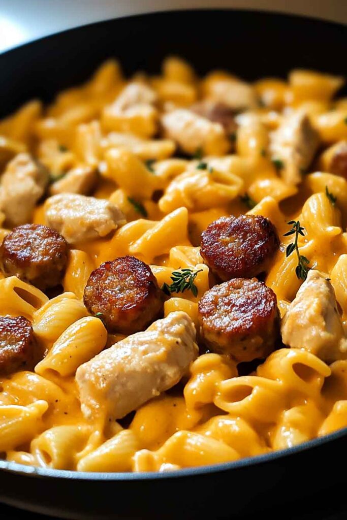 One Pot Smoky Cheddar Ranch Chicken Sausage Pasta