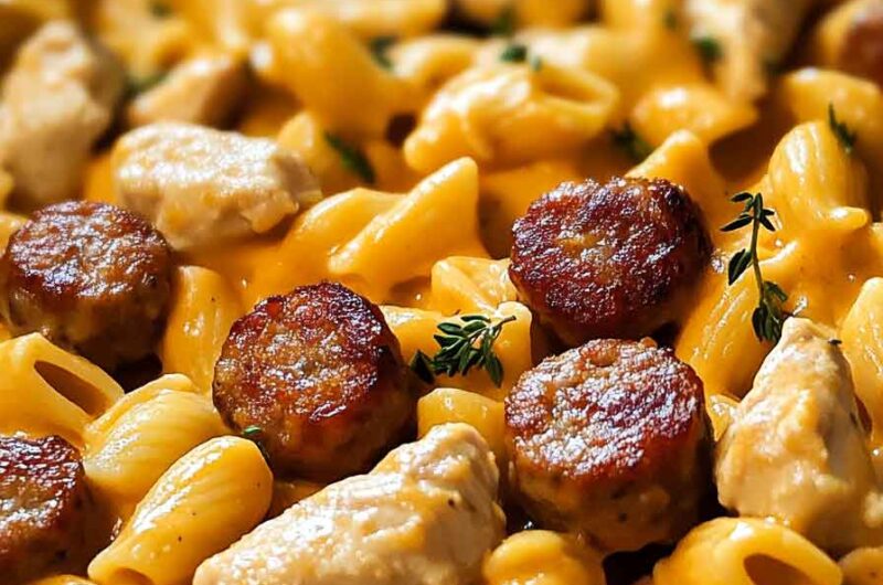 One Pot Smoky Cheddar Ranch Chicken Sausage Pasta