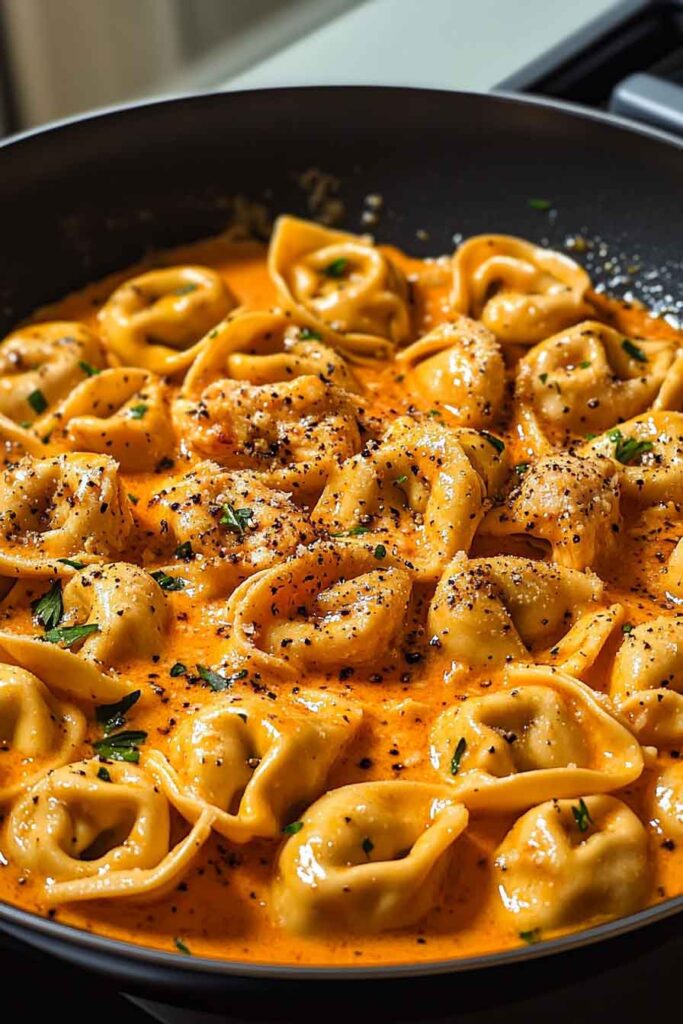 One Pot Spicy Garlic Butter Chicken Tortellini