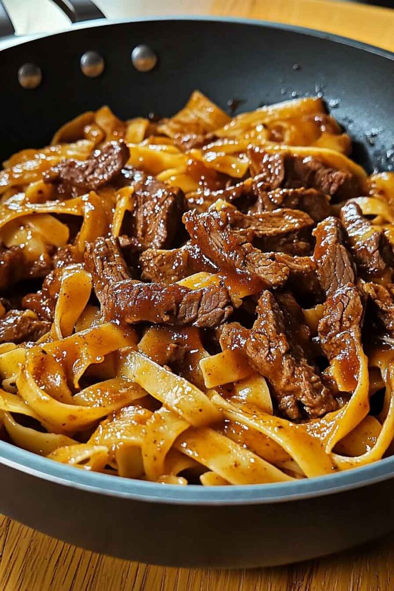 One Pot Zesty Honey Bbq Beef Fettuccine Pasta