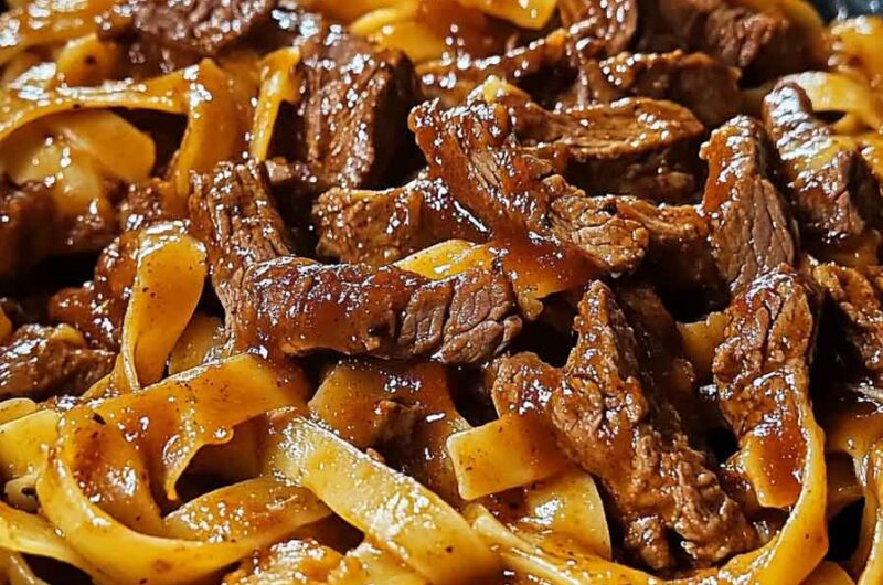 One Pot Zesty Honey Bbq Beef Fettuccine Pasta